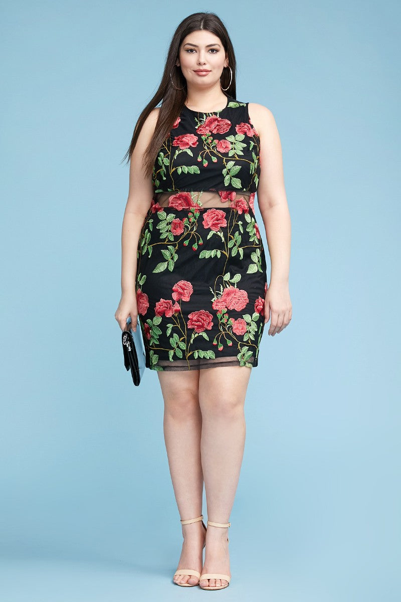 The Little Shoppe: Black Embroidered Rose Dress