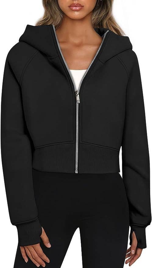 The Little Shoppe:  Zip-Up Long Sleeve Casual Hoodie Top