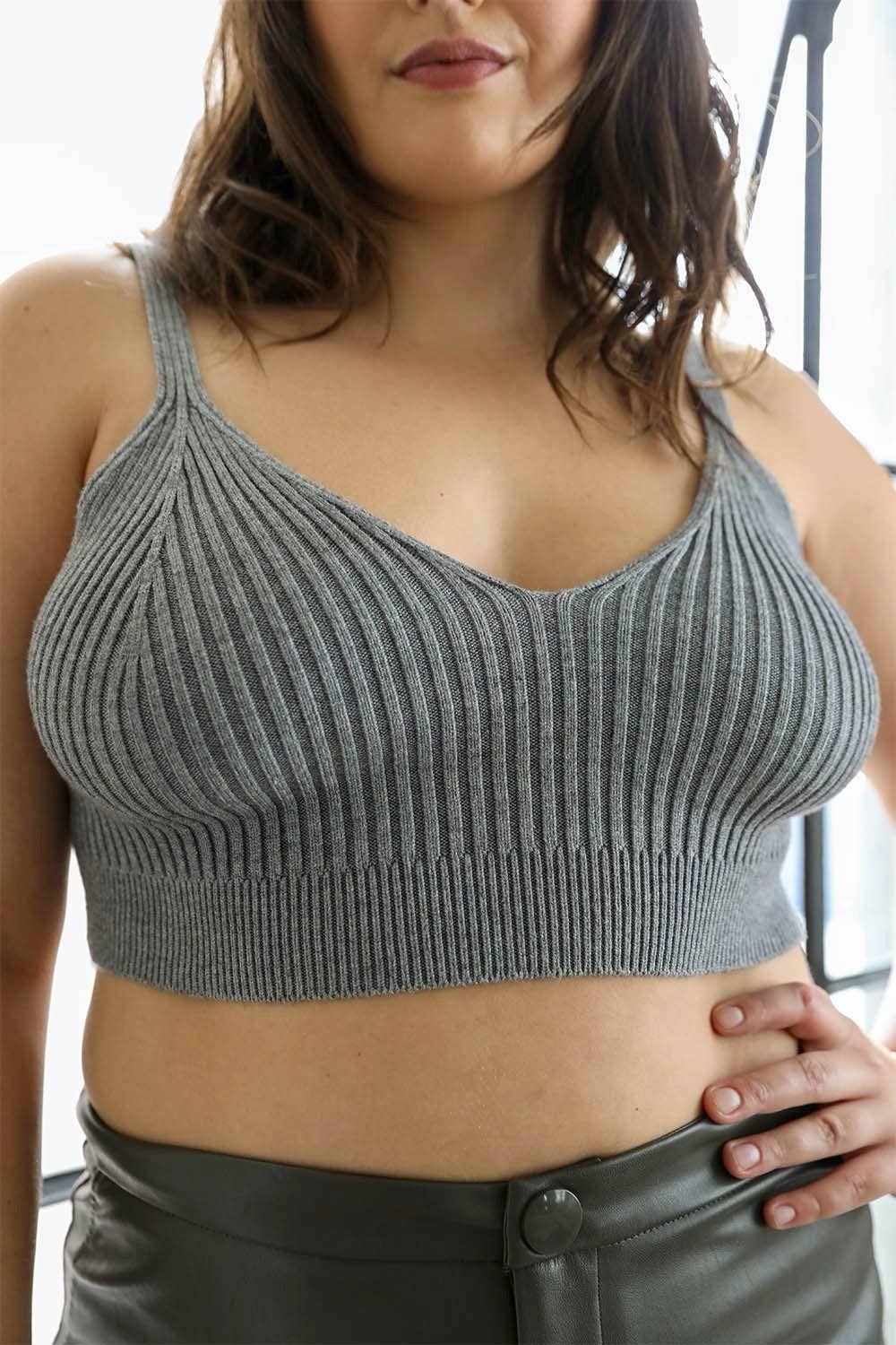 LS Plus Size Contour Rib Knit Brami Lounge Top