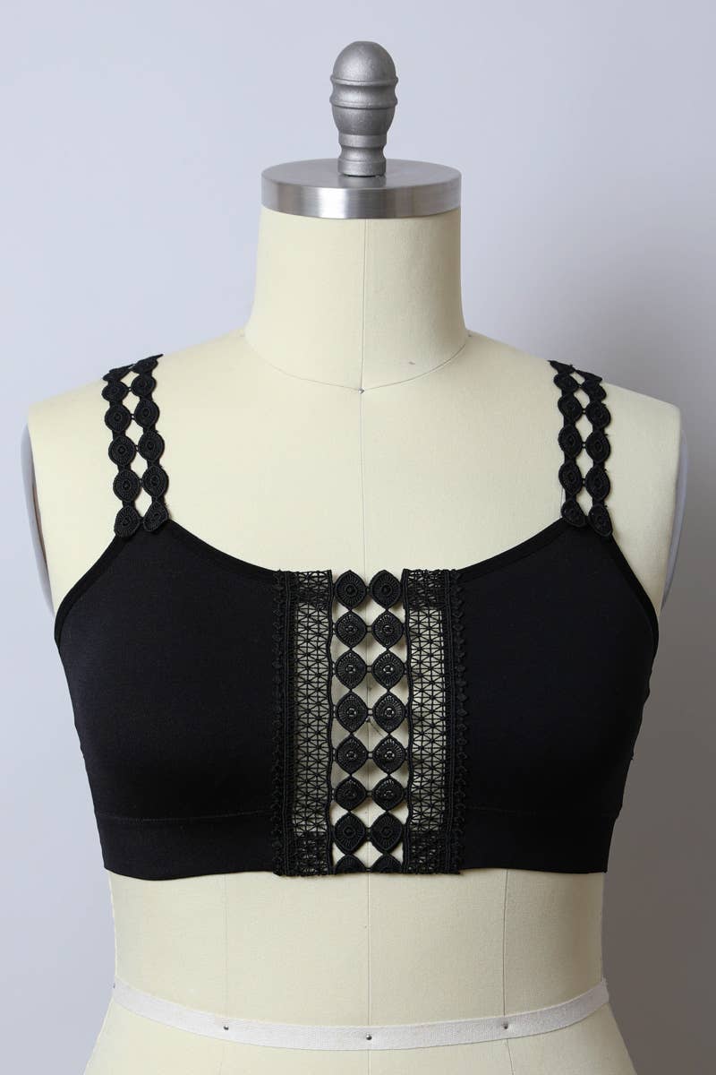 LS Boho Eye Lace Applique Bralette Plus Size