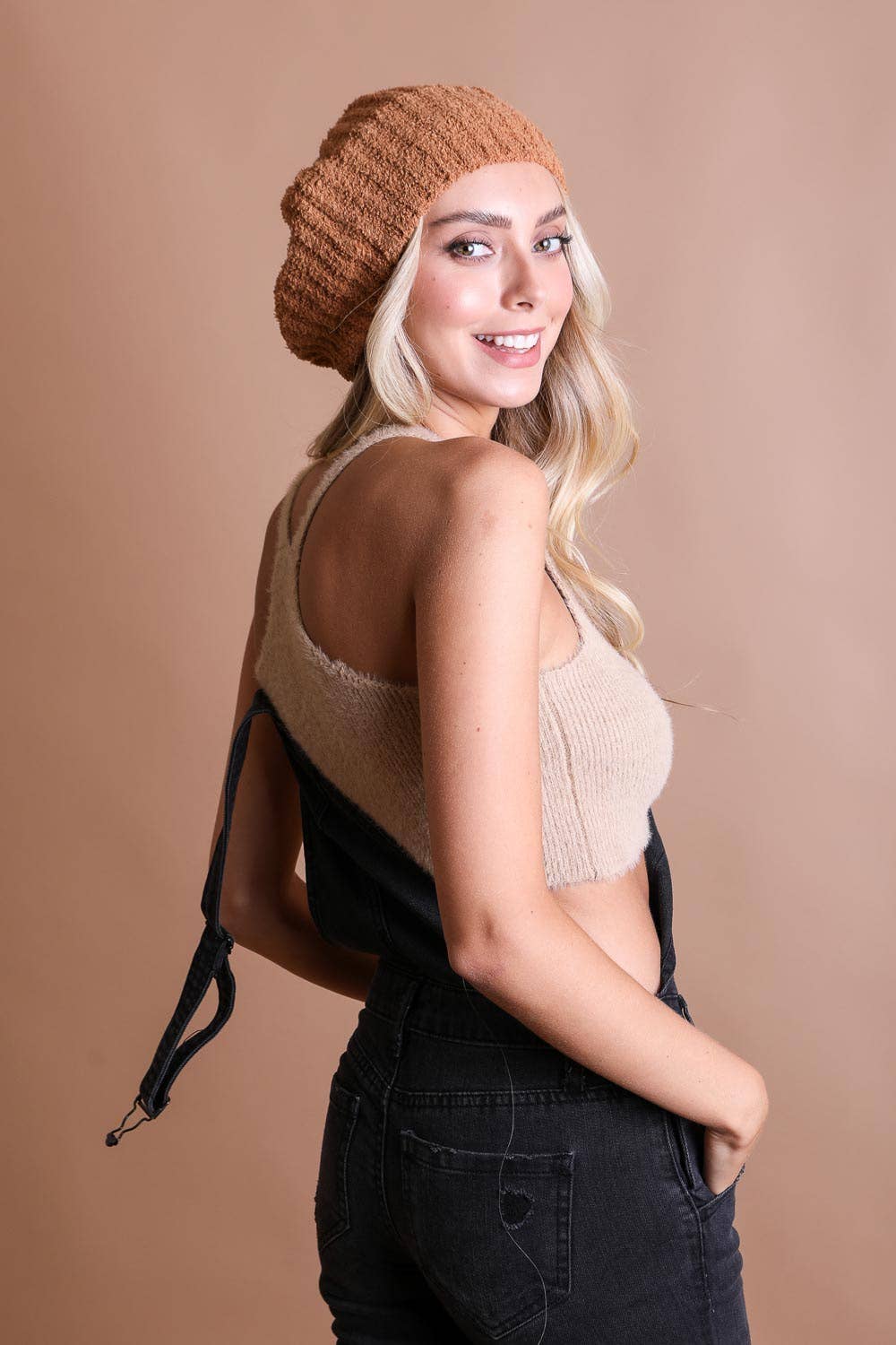 LS Boucle Rib Knit Beret