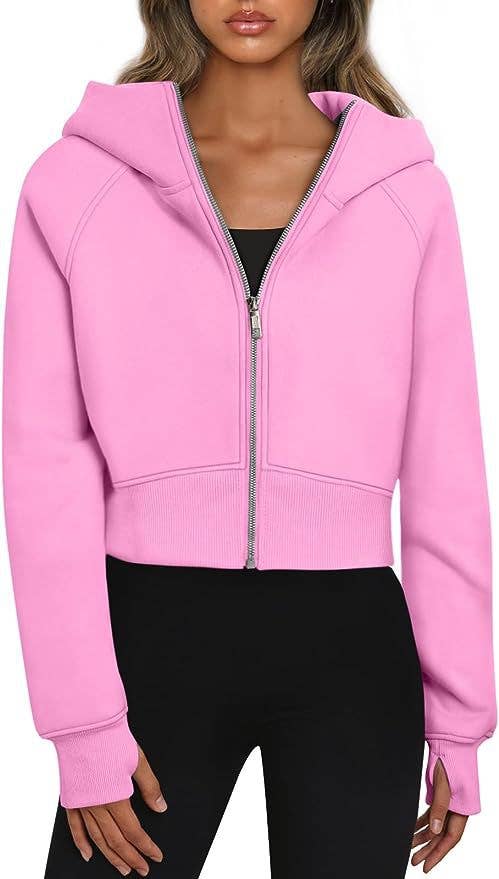 The Little Shoppe:  Zip-Up Long Sleeve Casual Hoodie Top