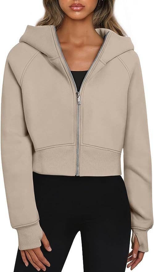 The Little Shoppe:  Zip-Up Long Sleeve Casual Hoodie Top
