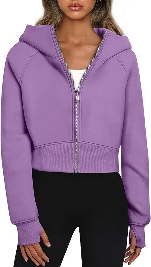 The Little Shoppe:  Zip-Up Long Sleeve Casual Hoodie Top