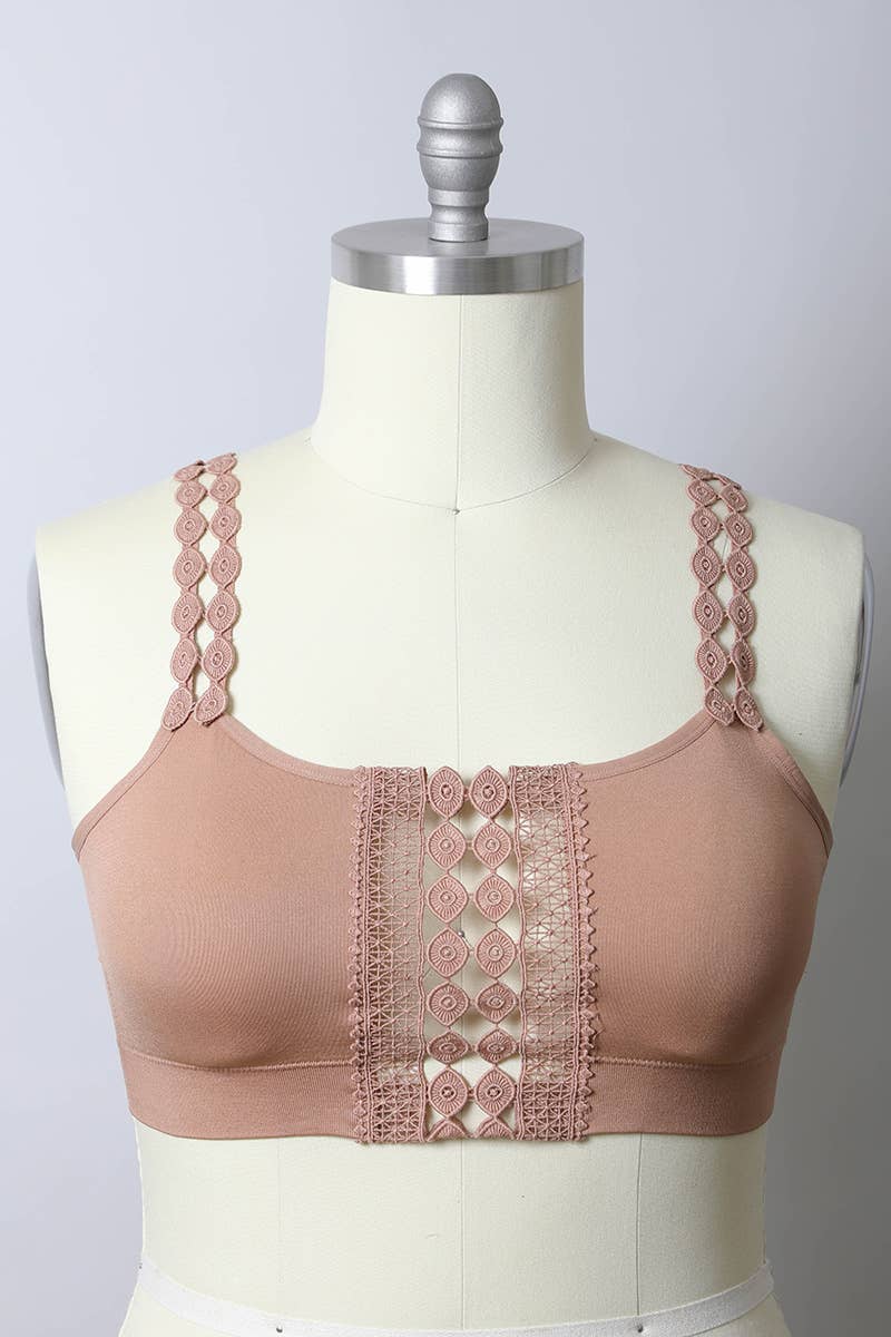 LS Boho Eye Lace Applique Bralette Plus Size