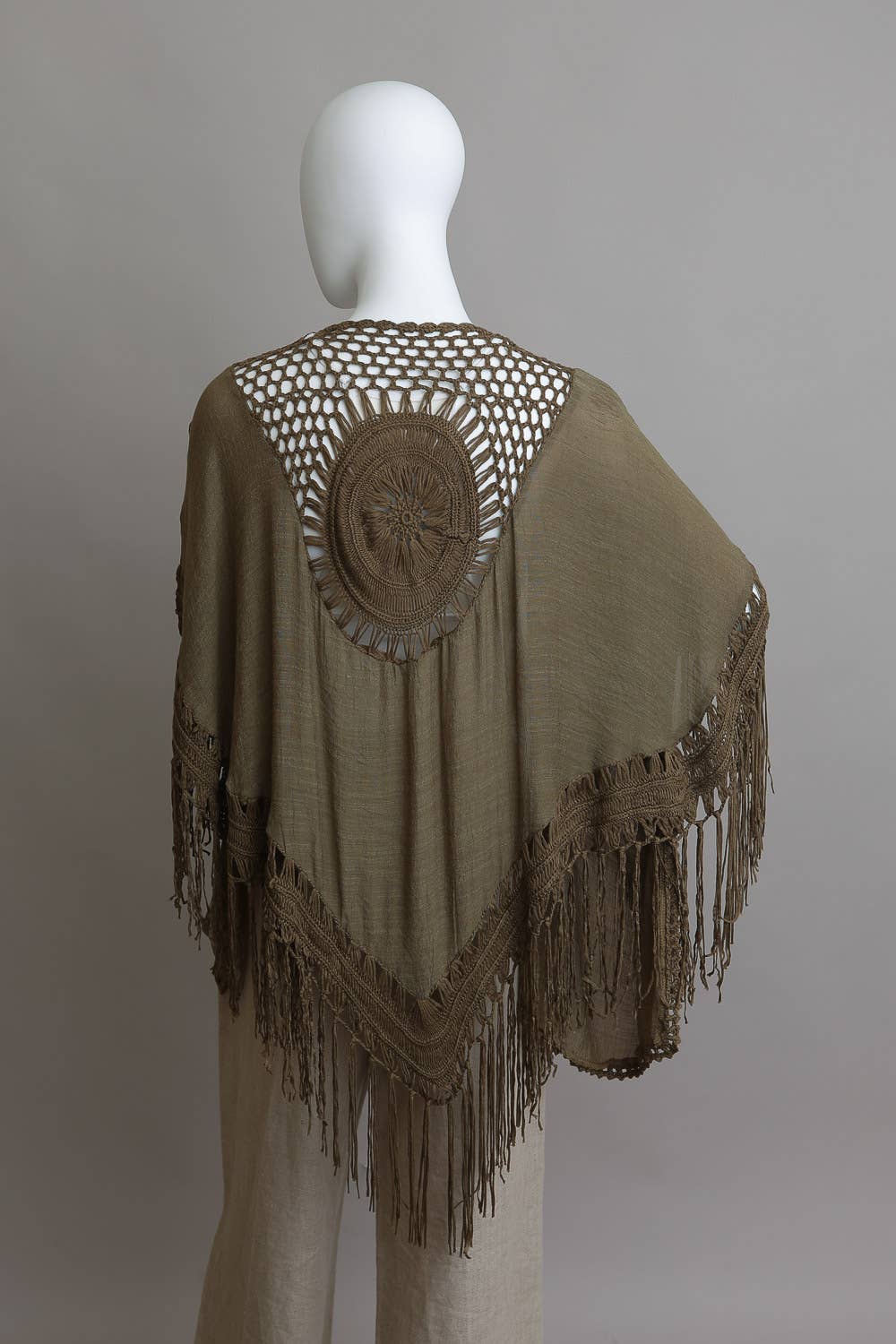 Trendy Boho Chic Kimono with Medallion Crochet Back
