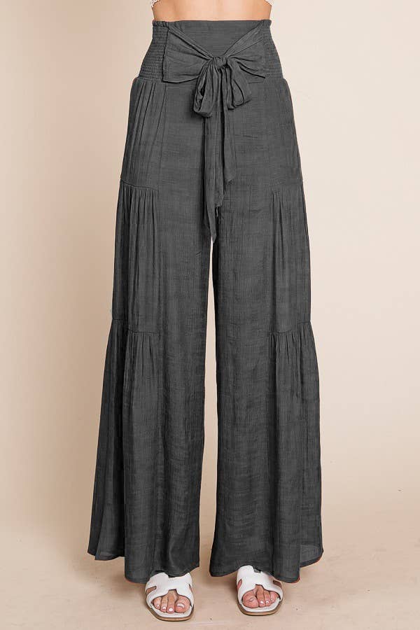 The Little Shoppe: Tie-front Ruched Waist Pants