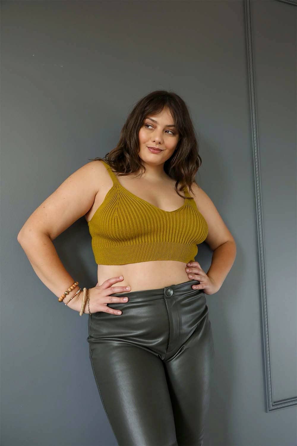 LS Plus Size Contour Rib Knit Brami Lounge Top