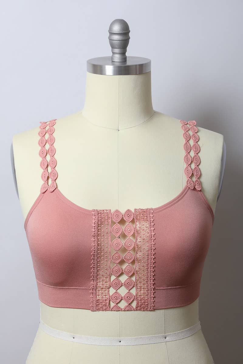 LS Boho Eye Lace Applique Bralette Plus Size