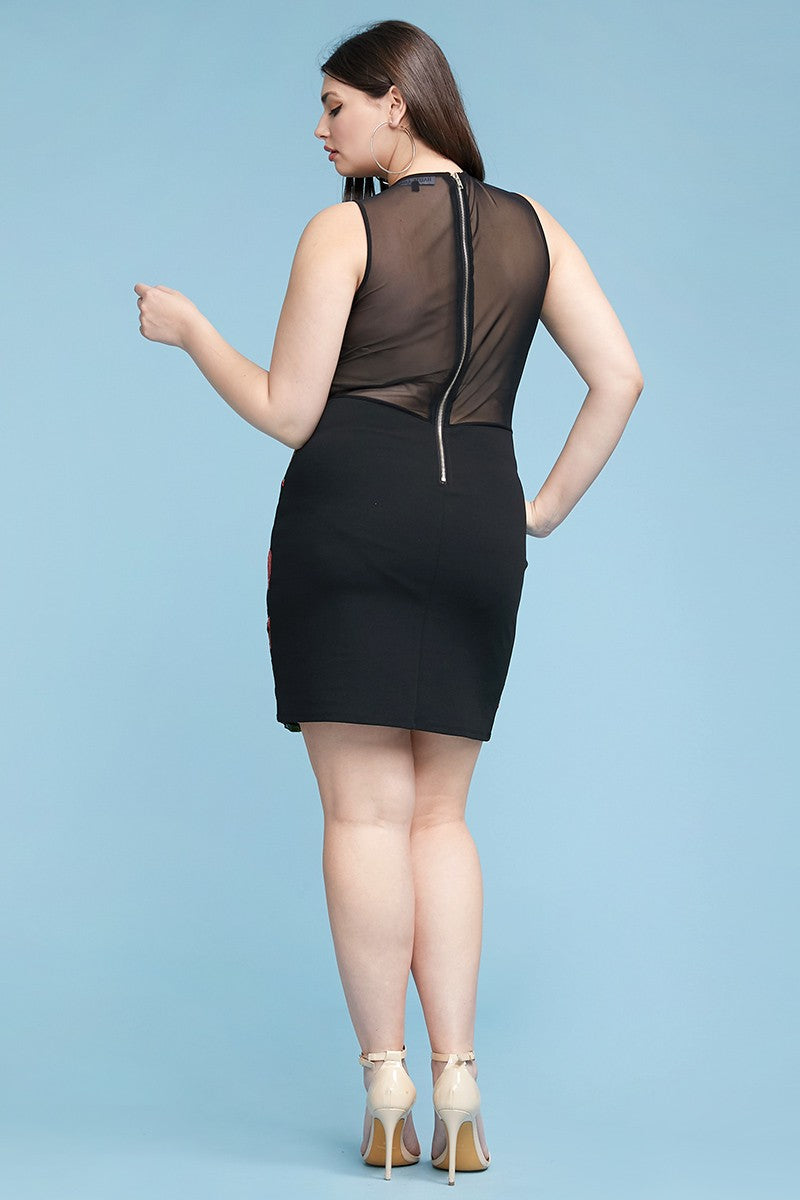 The Little Shoppe: Black Embroidered Rose Dress