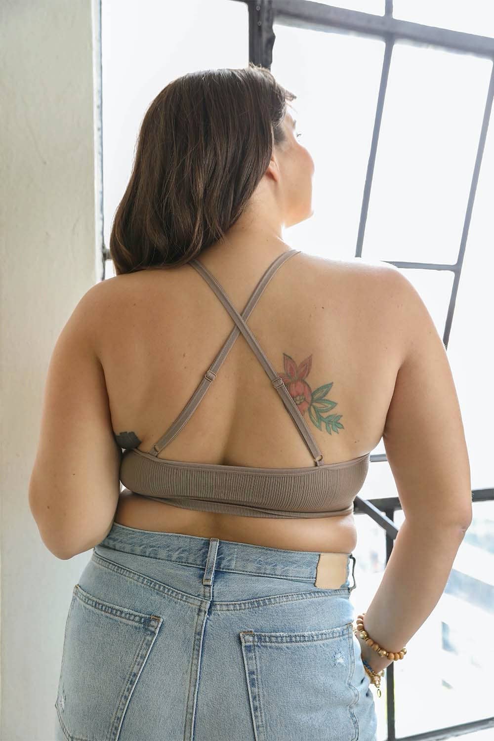 LS Chic Plus Size Crochet Lace Bralette with High Neck Design
