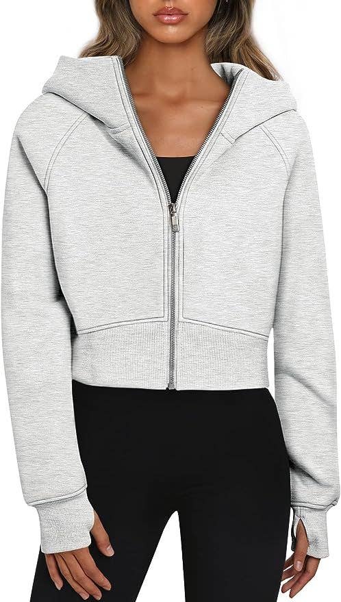 The Little Shoppe:  Zip-Up Long Sleeve Casual Hoodie Top