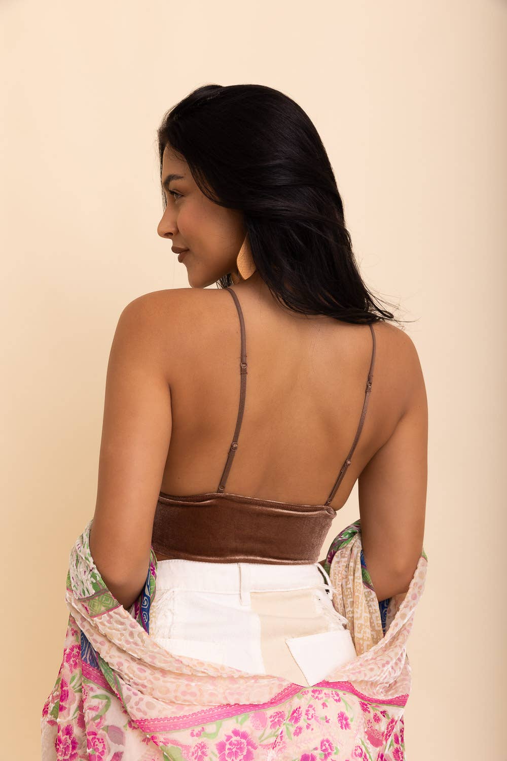 Fashionable Longline Bralette - Velvet Deep V-Neck 💖