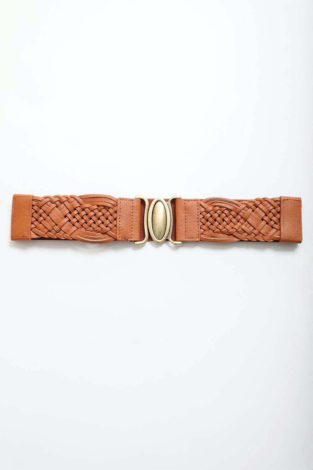 LS Oval Buckle Braided Elastic Belt – Black, Brown, Camel