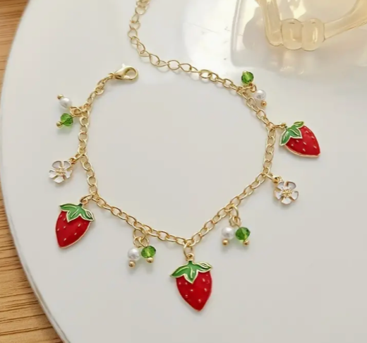 The Little Shoppe: Summer Strawberry Charm Bracelet/Anklet