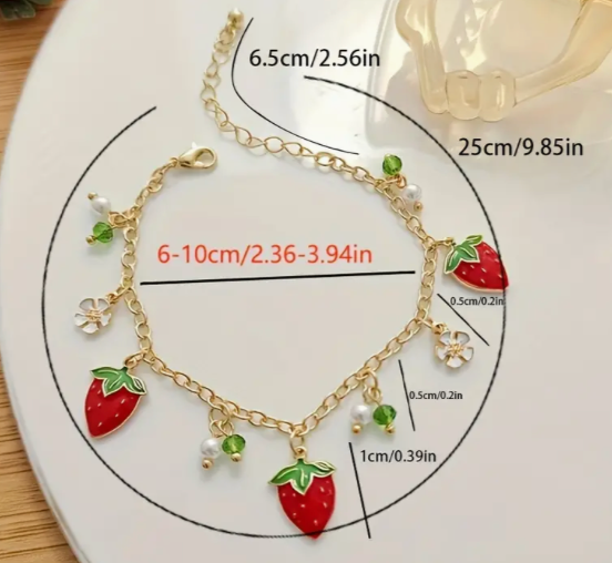 The Little Shoppe: Summer Strawberry Charm Bracelet/Anklet