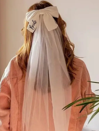 Something Bluetique: Coquette Satin Bridal Bow Bachelorette Hen Party Veil