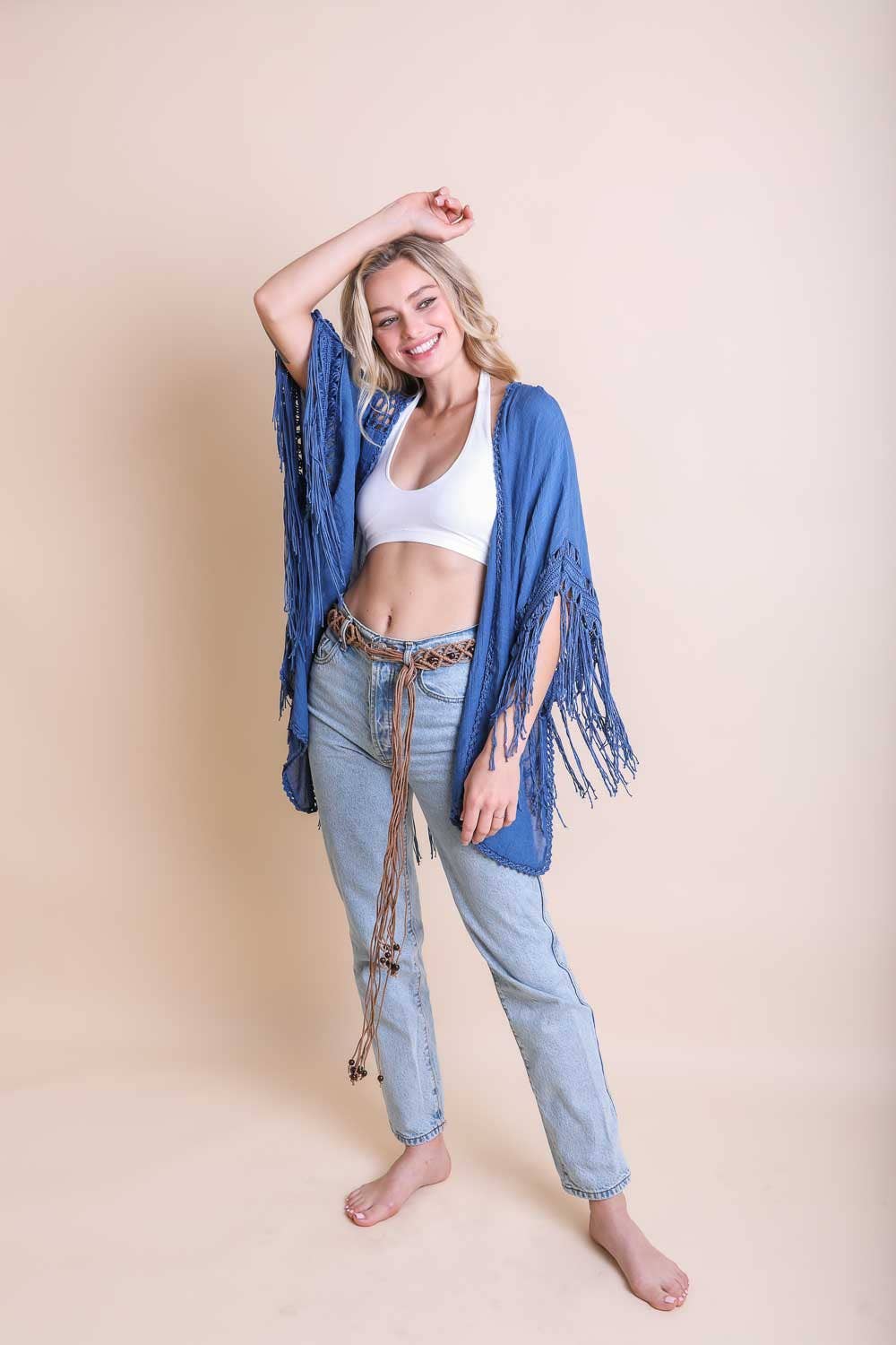 Trendy Boho Chic Kimono with Medallion Crochet Back