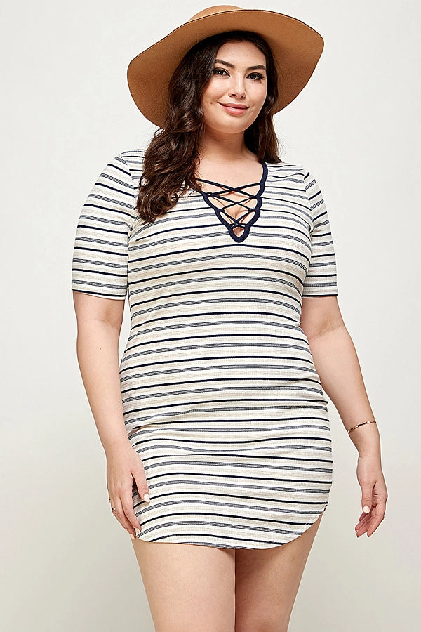 The Little Shoppe: Haute Fox Lattice Stripe Ribbed Dress