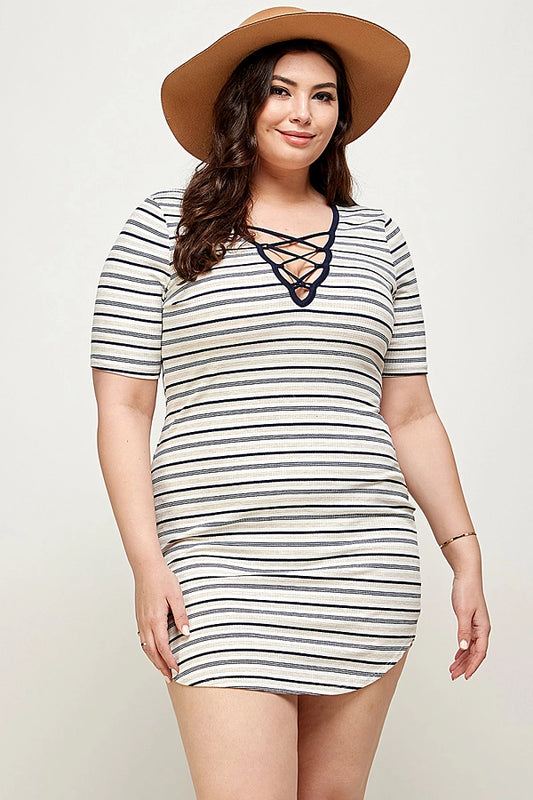 The Little Shoppe: Haute Fox Lattice Stripe Ribbed Dress