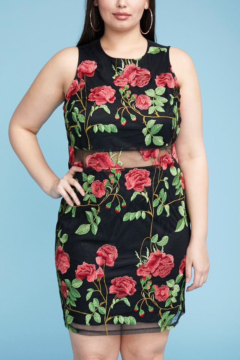 The Little Shoppe: Black Embroidered Rose Dress