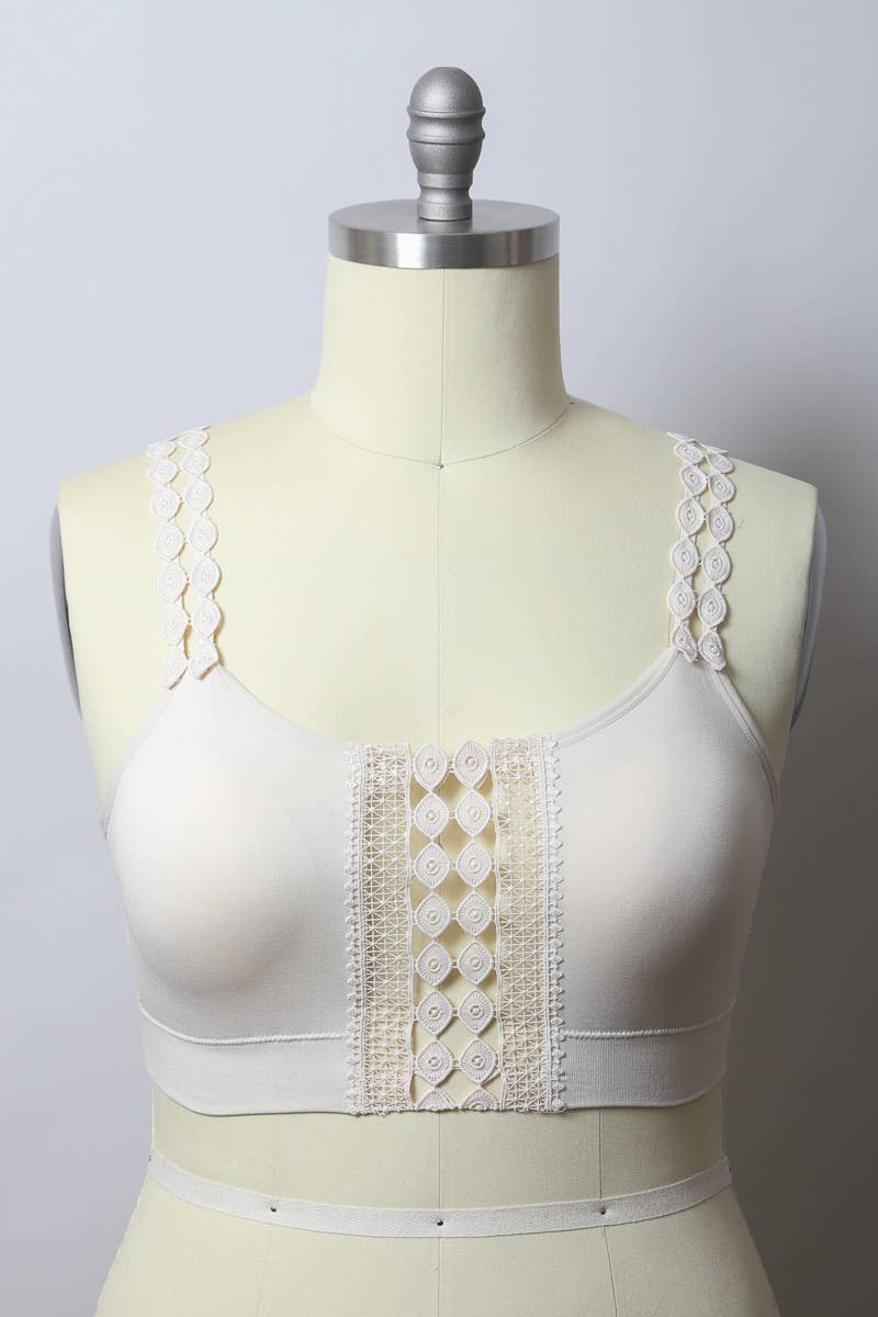 LS Boho Eye Lace Applique Bralette Plus Size