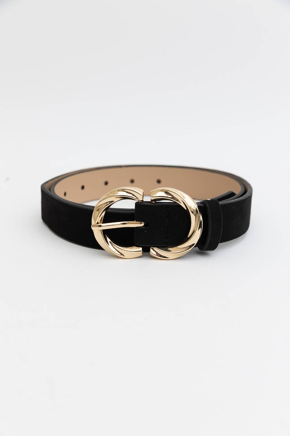 Double C Shaped Buckle Suede Belt ♾️