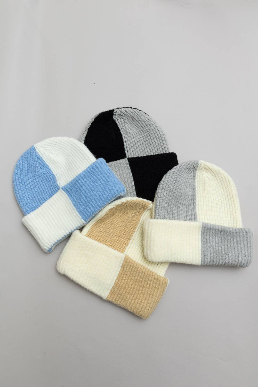 Oversized Two Tone Rib Knitted Beanie