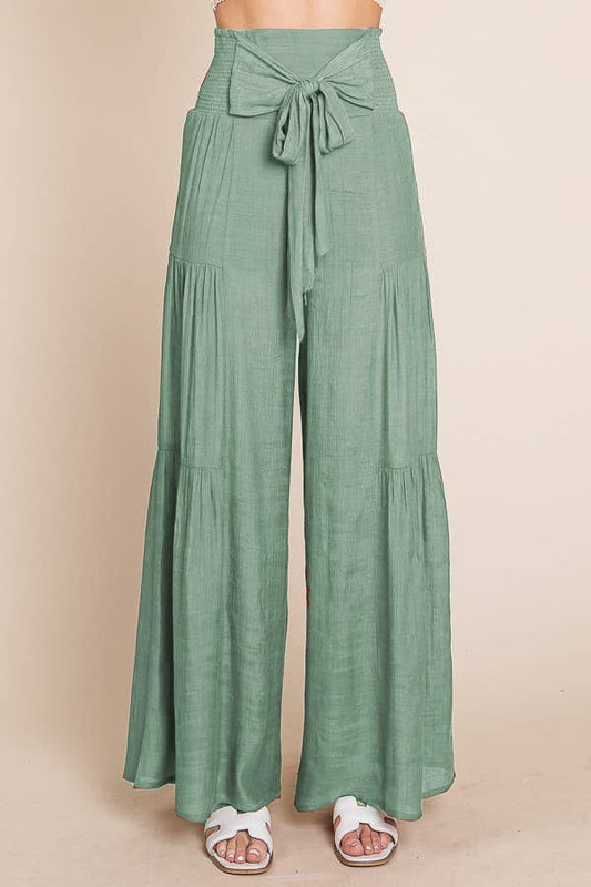 The Little Shoppe: Tie-front Ruched Waist Pants