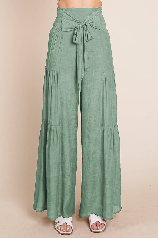 The Little Shoppe: Tie-front Ruched Waist Pants