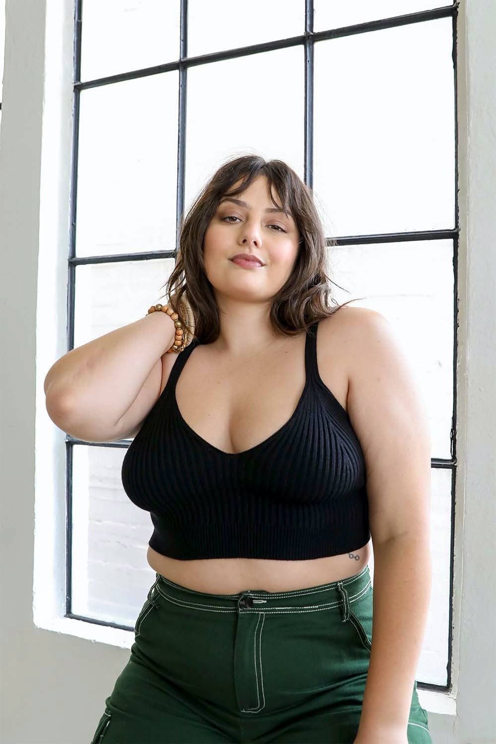LS Plus Size Contour Rib Knit Brami Lounge Top